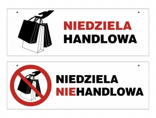Niedziela handlowa / niehandlowa tabliczka dwustronna do powieszenia - ND019