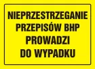 Nieprzestrzeganie przepisów BHP prowadzi do wypadku - znak, tablica budowlana - OA041