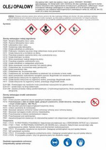 Olej opałowy - etykieta chemiczna, oznakowanie opakowania - LC033