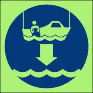 Opuścić na wodę łódź ratowniczą - znak morski - FC006