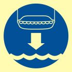 Opuścić na wodę łódź ratunkową - znak morski - FC004