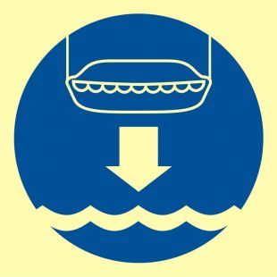 Opuścić na wodę łódź ratunkową - znak morski - FC004