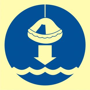 Opuścić na wodę tratwę ratunkową - znak morski - FC005