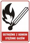 Ostrożnie z ogniem - stężenie gazów - znak bezpieczeństwa, informujący, gazociągi - JD003
