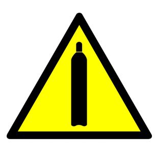 Ostrzeżenie - butle z gazem - znak bhp ostrzegający - GE003