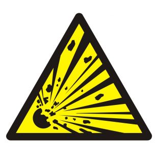 Ostrzeżenie- materiał wybuchowy - znak bhp ostrzegający - GDW002