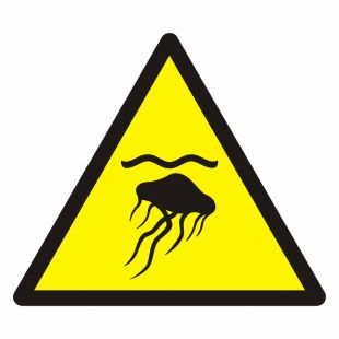 Ostrzeżenie przed meduzami - znak bhp ostrzegający