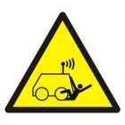 Ostrzeżenie przed możliwością potrącenia przez maszynę zdalnie sterowaną - znak bhp ostrzegający - GDW037