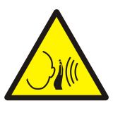 Ostrzeżenie przed nagłym hałasem - znak bhp ostrzegający - GDW038 - Ostrzegawcze znaki BHP a zagrożenia w miejscu pracy