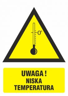 Ostrzeżenie przed niskimi temperaturami - znak bezpieczeństwa, ostrzegający - JA016