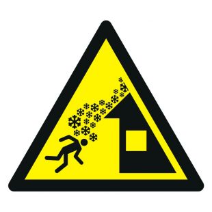 Ostrzeżenie przed osuwającym się śniegiem z dachu - znak bhp ostrzegający - GDW040