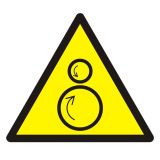 Ostrzeżenie przed ruchomymi rolkami - znak bhp ostrzegający - GDW025 - Znaki BHP na maszynach