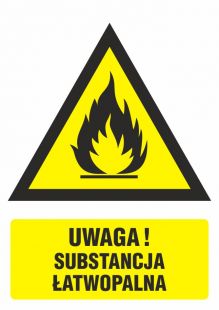 Ostrzeżenie przed substancjami łatwopalnymi - znak bezpieczeństwa, ostrzegający - JA011