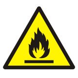 Ostrzeżenie przed substancjami łatwopalnymi - znak bhp ostrzegający - GDW021 - Ostrzegawcze znaki BHP a zagrożenia w miejscu pracy