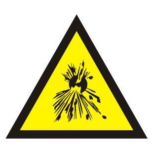 Ostrzeżenie przed substancjami wybuchowymi - znak bezpieczeństwa, ostrzegający - JA004