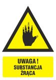 Ostrzeżenie przed substancjami żrącymi - znak bezpieczeństwa, ostrzegający - JA010 - Oznakowanie substancji żrących