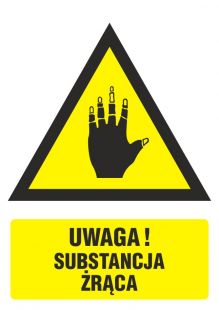 Ostrzeżenie przed substancjami żrącymi - znak bezpieczeństwa, ostrzegający - JA010