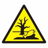 Ostrzeżenie - Substancja lub mieszanina, która może stanowić zagrożenie dla środowiska - znak bhp ostrzegający - Oznakowanie miejsca pracy: znaki ostrzegawcze niebezpiecznych substancji