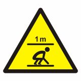 Oznakowanie wind -wymiary przestrzeni bezpieczeństwa w nadszybiu i podszybiu- pozycja kuczna - znak bhp ostrzegający, informujący - GE024 - Oznakowanie windy – jakie znaki mogą być przydatne?