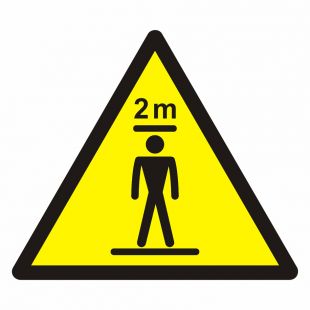 Oznakowanie wind -wymiary przestrzeni bezpieczeństwa w nadszybiu i podszybiu- pozycja stojąca - znak bhp ostrzegający, informujący - GE023