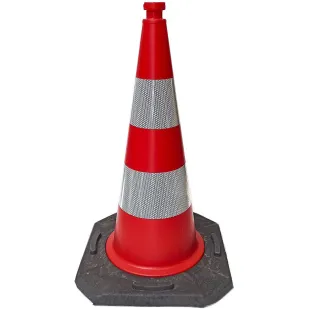 Pachołek drogowy ostrzegawczy 75cm U-23b, PCV, ciężki solidny 5,6kg - odblaskowy