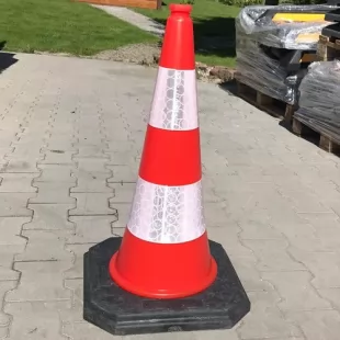 Pachołek drogowy ostrzegawczy U-23a 100cm, PCV, ciężki solidny 6kg - odblaskowy