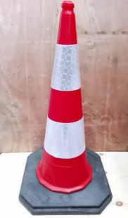 Pachołek drogowy ostrzegawczy U-23a 100cm, PCV, ciężki solidny 9kg - odblaskowy