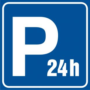 Parking strzeżony - czynny całą dobę - znak informacyjny - RA118