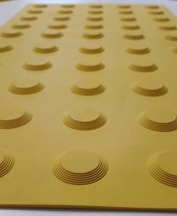 Płyta ostrzegawcza BRAJL ciąg, oznakowanie dla niewidomych gumowa żółta - kropki, okrągłe wypustki