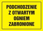Podchodzenie z otwartym ogniem zabronione - znak, tablica budowlana - OA054