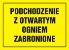 Podchodzenie z otwartym ogniem zabronione - znak, tablica budowlana - OA054