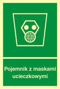 Pojemnik z maskami ucieczkowymi - znak ewakuacyjny - AB003