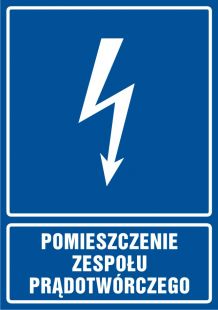 Pomieszczenie zespołu prądotwórczego - znak elektryczny