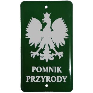 Pomnik przyrody - tabliczka blacha emaliowana