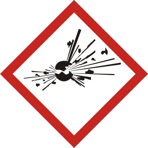 Produkt wybuchowy - znak piktogram GHS 01 CLP - LF001 - Piktogramy na chemii gospodarczej