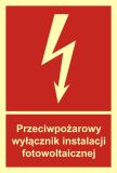 Przeciwpożarowy wyłącznik instalacji fotowoltaicznej - znak przeciwpożarowy ppoż - Symbol pioruna na oznakowaniu