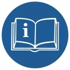 Przeczytaj instrukcję - znak bhp nakazujący, informujący - GK013