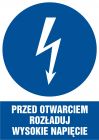 Przed otwarciem rozładuj wysokie napięcie - znak elektryczny
