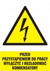 Przed przystąpieniem do pracy wyłączyć i rozładować kondensatory - znak elektryczny