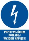 Przed wejściem rozładuj wysokie napięcie - znak elektryczny