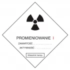 Przesyłka transportowa kategorii I - znak bezpieczeństwa, ostrzegający, promieniowanie - KA003 - KA003 Przesyłka transportowa kategorii I - znak bezpieczeństwa, ostrzegający, promieniowanie - KA003