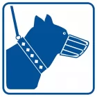 Psy wprowadzać tylko na smyczy i w kagańcu - znak informacyjny - RA101