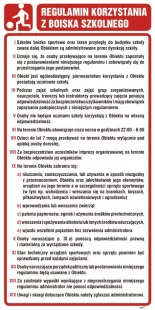 Regulamin korzystania z boiska szkolnego - znak, tablica