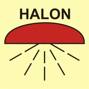 Rejon chroniony przez instalację halonu 1301 - znak morski - FA010