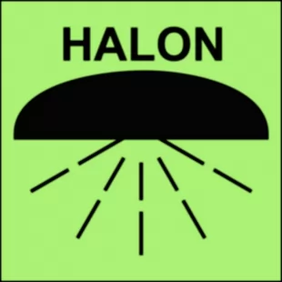 Rejon chroniony przez instalację halonu 1301 - znak morski - FA010