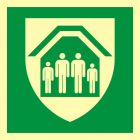 Schronisko; Miejsce bezpiecznego schronienia - znak ewakuacyjny - AAE021