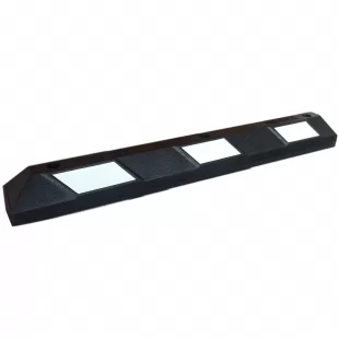 Separator, ogranicznik odbojnik parkingowy 120x15x10 cm - gumowy, biała taśma odblaskowa