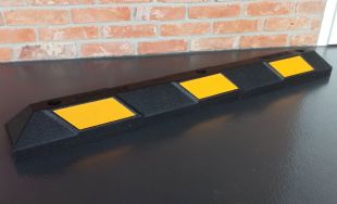 Separator, ogranicznik odbojnik parkingowy 120x15x10 cm - gumowy, żółta taśma odblaskowa