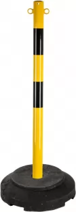 Słupek metalowy, tymczasowy do podstawy drogowej, 100cm, U-12b, łańcuchowy, 2 uszka, żółto-czarny