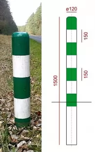 Słupek PCV, do wkopania, wbetonowania, 150(110)cm, U-2 krawędziowy, drogowy, zielony